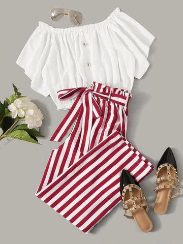 Verve Studio Stripe Top & Bottom Sets Roposo Clout